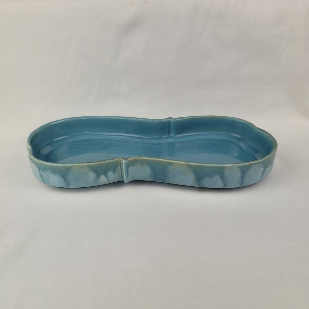 Vintage Royal Haeger USA Blue Drip Glaze Violin Cello Ceramic Dish Tray 13.5in